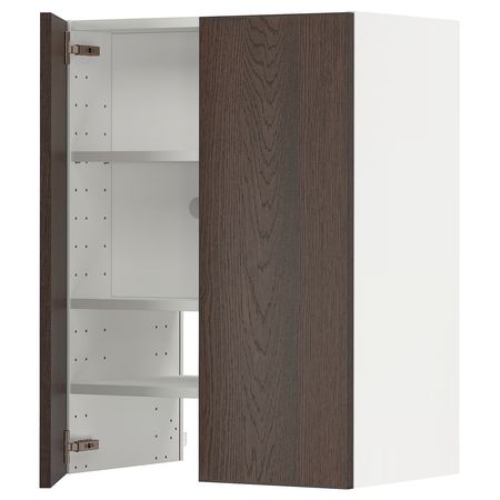 METOD Навесной шкаф д/вытяжки/полка/дверь - белый/Sinarp коричневый 60x80 см