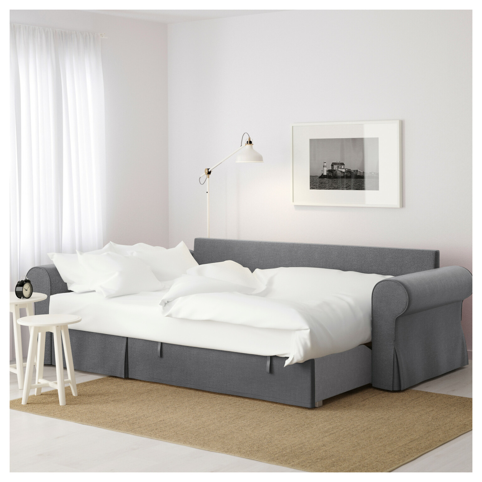 Купить Диван-кровать с козеткой БАККАБРУ, Нордвалла темно-серый в IKEA ...