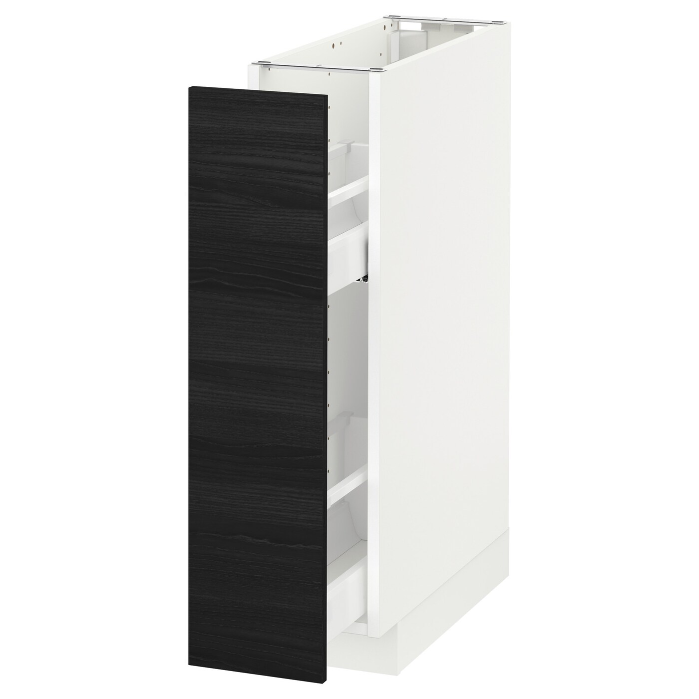 Напольный шкаф, выдвижной внутри элем, белый, Тингсрид черный 20x60 см IKEA МЕТОД 092.244.30 купить в Минске, цена 24012 рублей