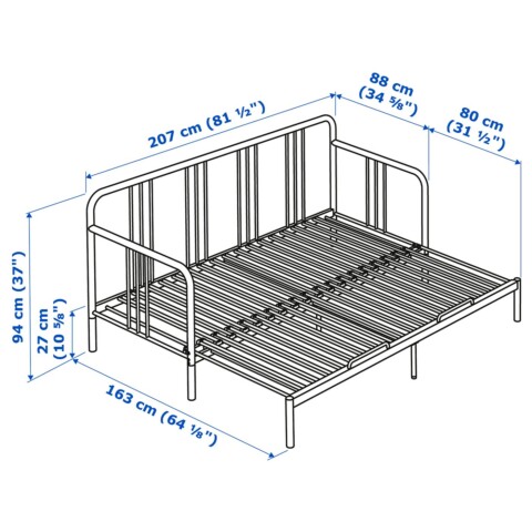 Fyresdal фиресдаль каркас кровати кушетки черный 80x200 см