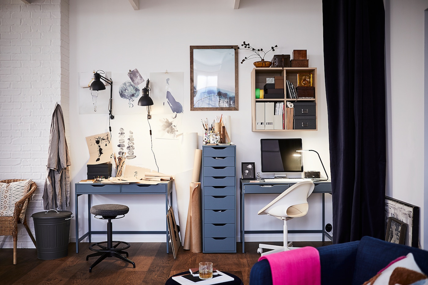 Письменный стол, серо-бирюзовый 100x48 см IKEA ALEX АЛЕКС 804.838.10.