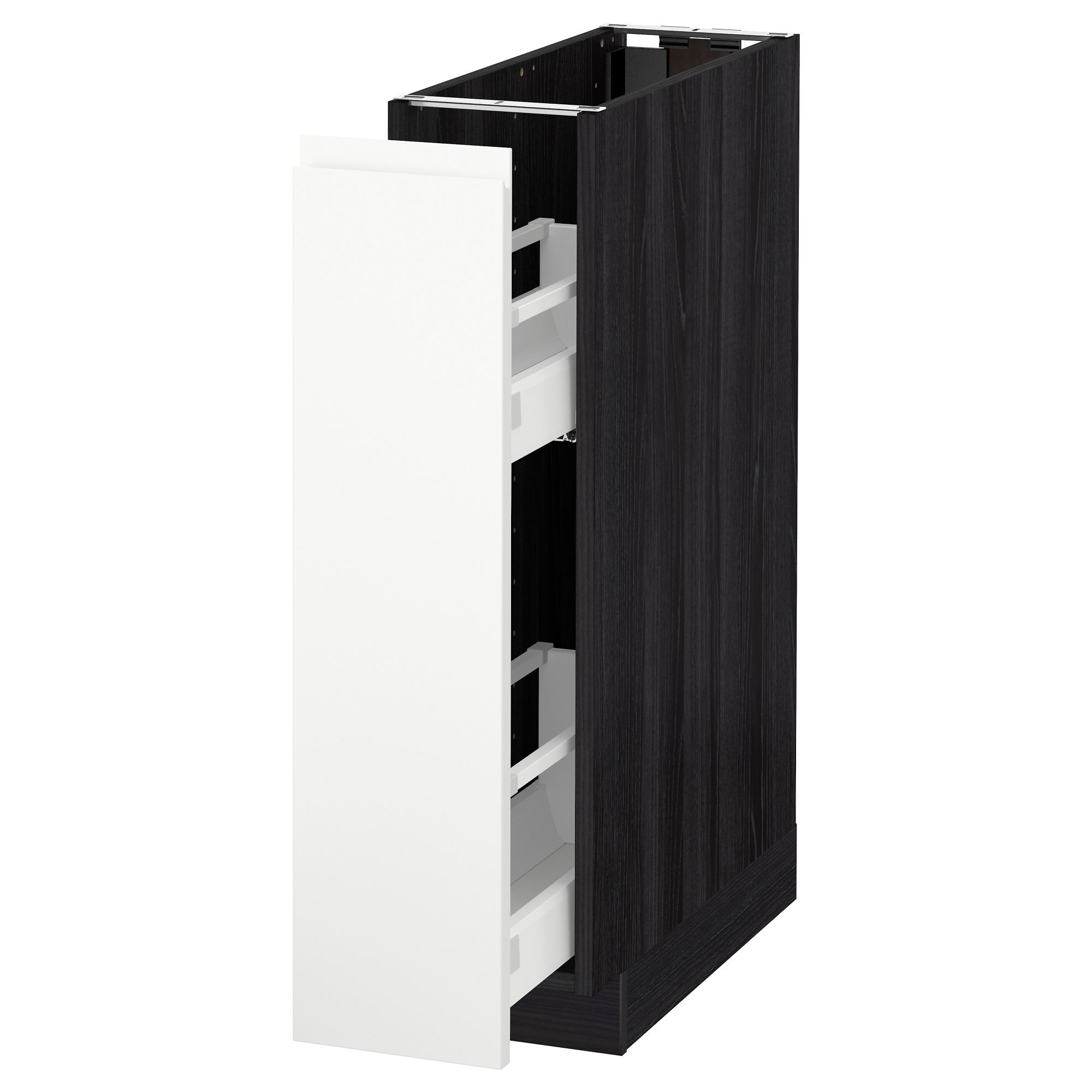 Напольный шкаф, выдвижной внутри элементы, 20x60 см, черный, Voxtorp белый IKEA METOD МЕТОД 091.661.52 купить в Минске, цена